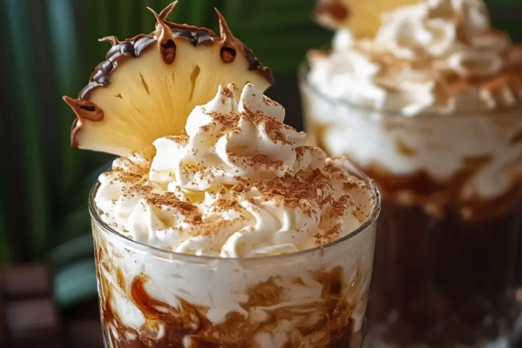 Chocolate Piña Colada Cake with Kahlua Cream Frosting