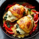 Roasted Red Pepper Spinach Mozzarella Stuffed Chicken