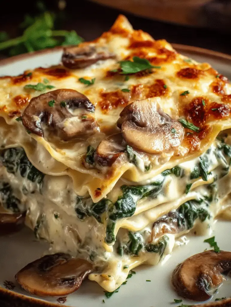 BEST RECIPE for Easy Creamy Spinach and Mushroom Lasagna