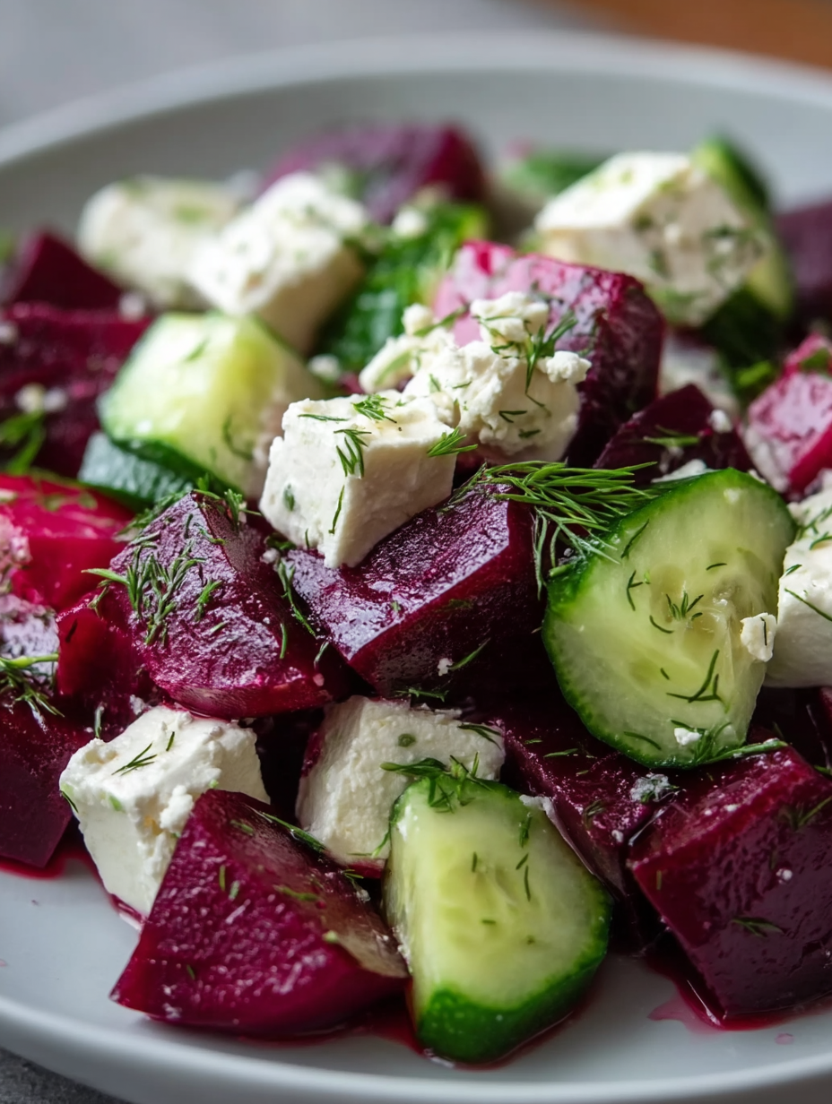 Beet Salad with Feta, Cucumbers, and Dill