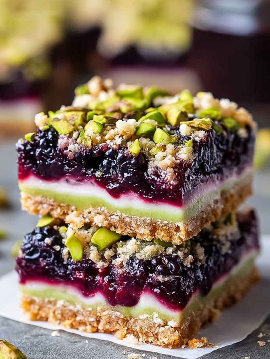 Blackberry Pistachio Dream Bars