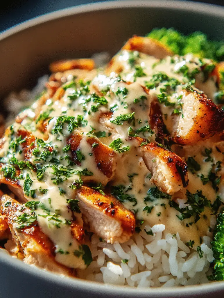 Easy Chicken & Rice Bowls with Creamy Garlic Sauce Recipe