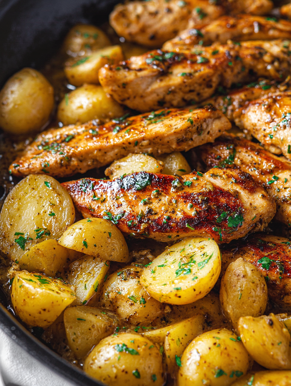 Garlic Butter Chicken and Potatoes Skillet