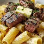 Garlic Butter Steak Tips with Cheesy Rigatoni