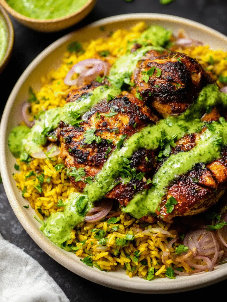 Peruvian Chicken & Rice with Green Sauce