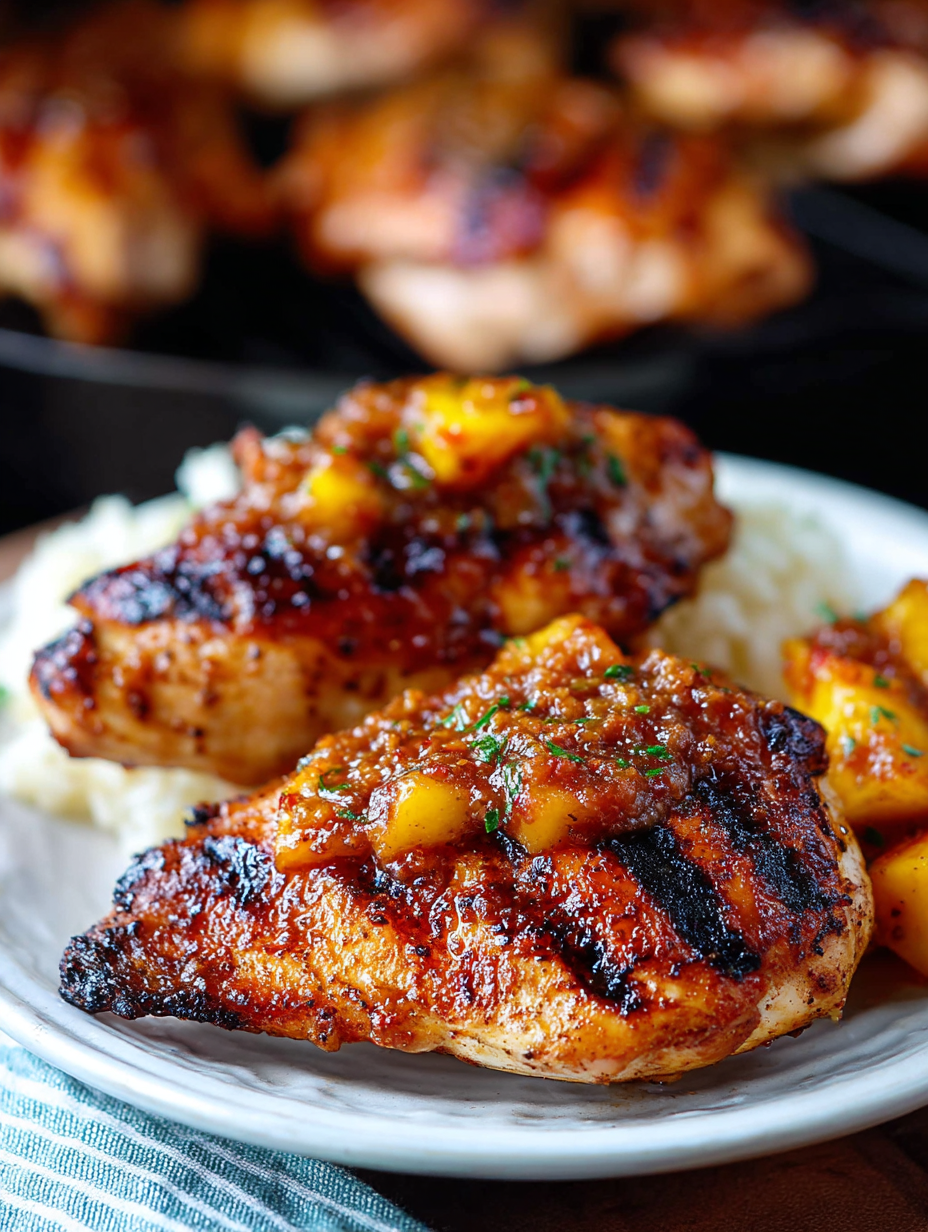 Sweet and Smoky Grilled Chicken with Peach Chipotle Sauce