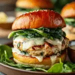 White Cheddar and Spinach Chicken Burgers