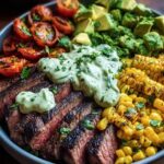 Best Recipe For Steak Avocado and Roasted Corn Bowl with Cilantro Cream Sauce,