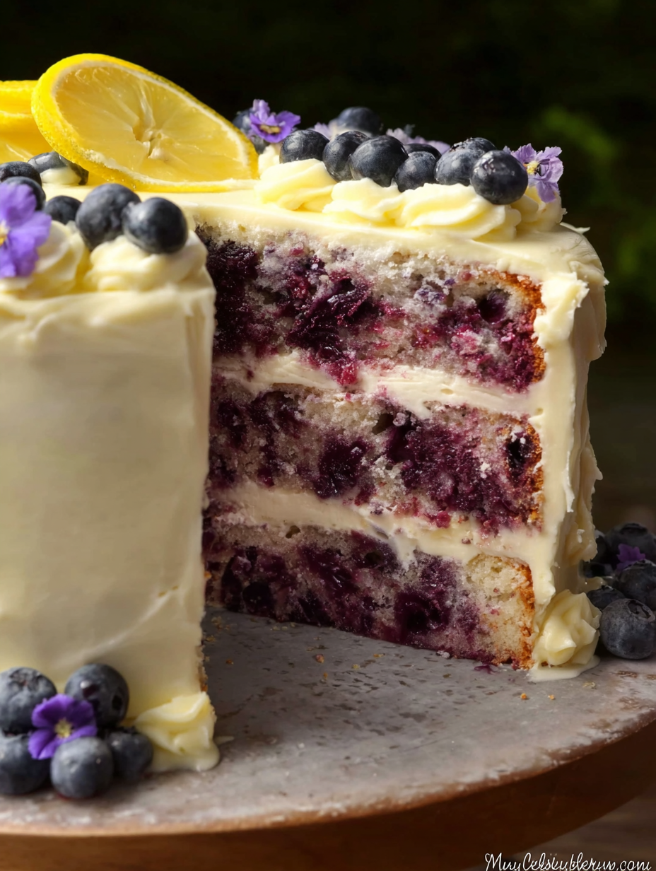 Blueberry Cake with Lemon Cream Cheese Frosting