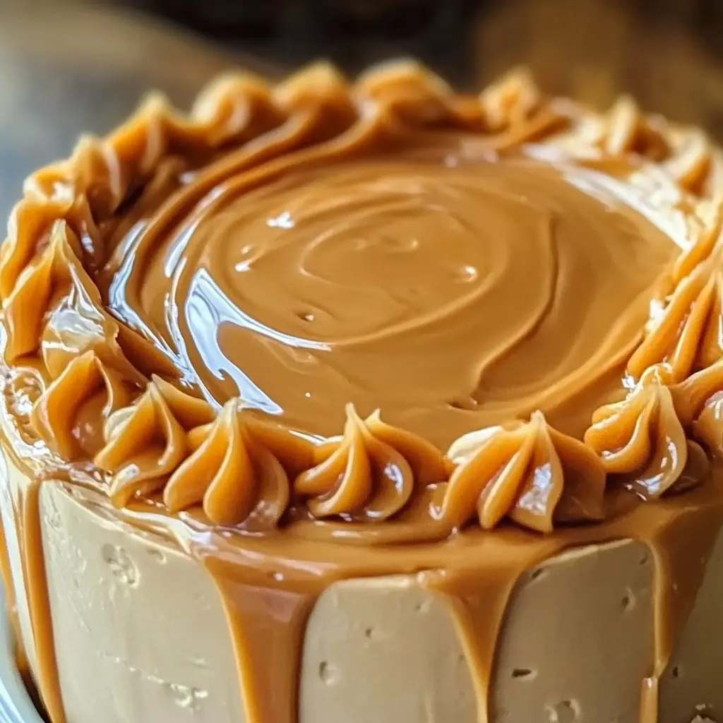 Buttermilk cake topped with caramel icing