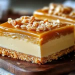 Caramel condensed milk slice close-up with chocolate topping