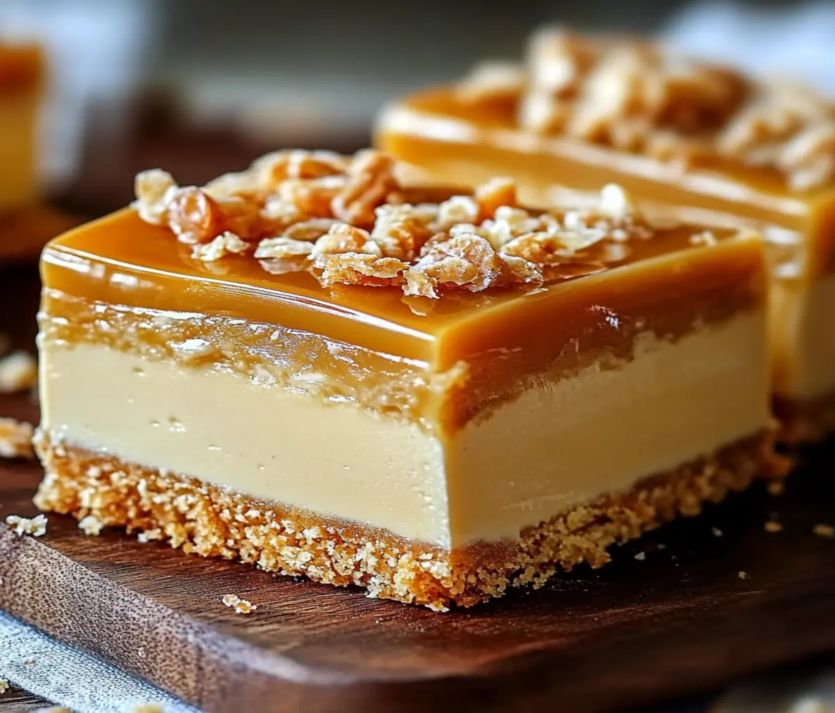 Caramel condensed milk slice close-up with chocolate topping