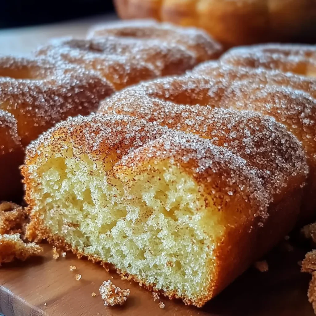 Freshly baked cinnamon donut bread loaf