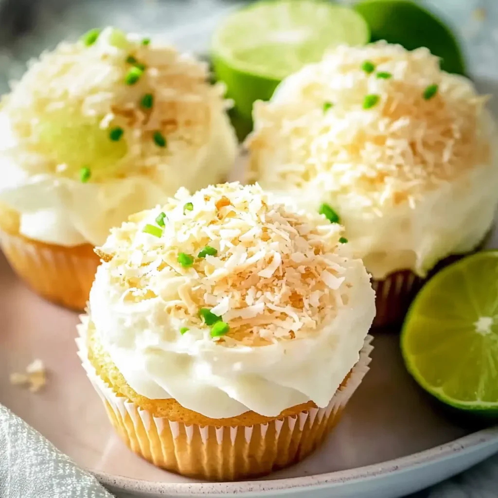 Low carb lime coconut cupcakes with sugar-free lime frosting