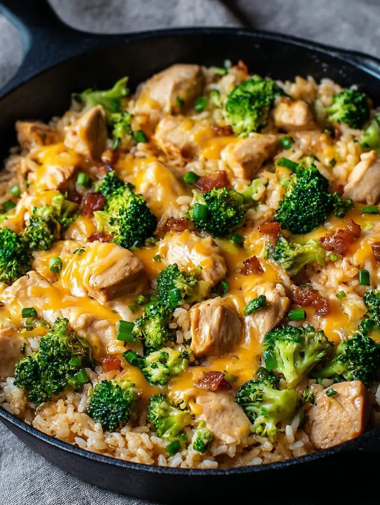 One Pan Cheesy Chicken Broccoli and Rice