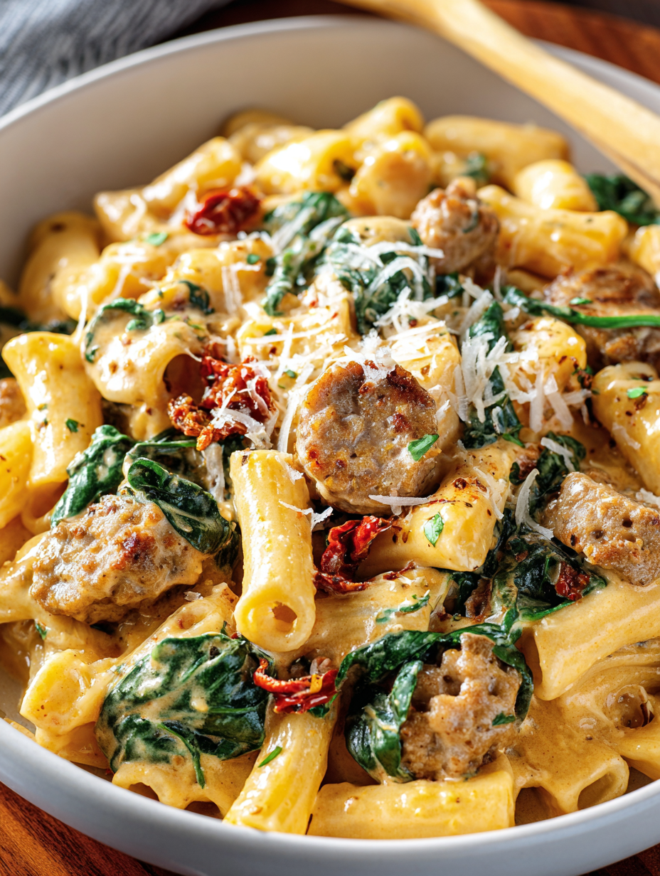 Tuscan Sausage Pasta in Creamy Sauce
