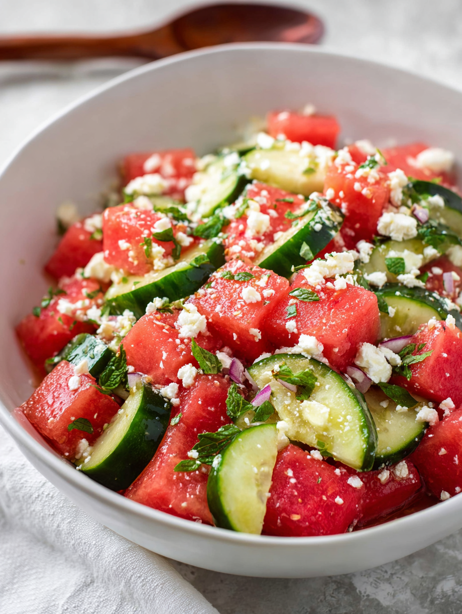 Watermelon Salad with Cucumber and Feta