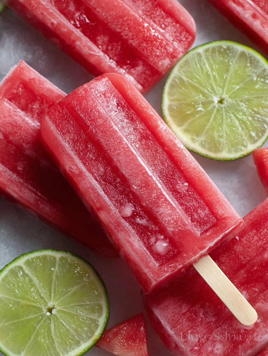 Watermelon lime honey popsicles