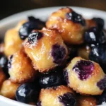 Baked blueberry fritter bites with vanilla glaze