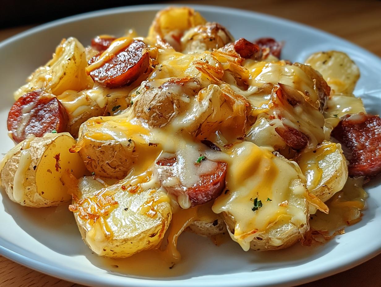 Cheesy Ranch Potatoes and Smoked Sausage