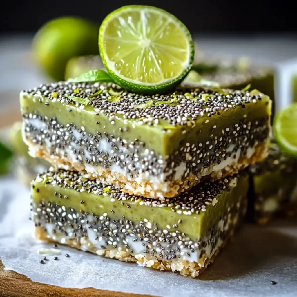 Coconut Lime Chia Pudding Bars with lime zest topping