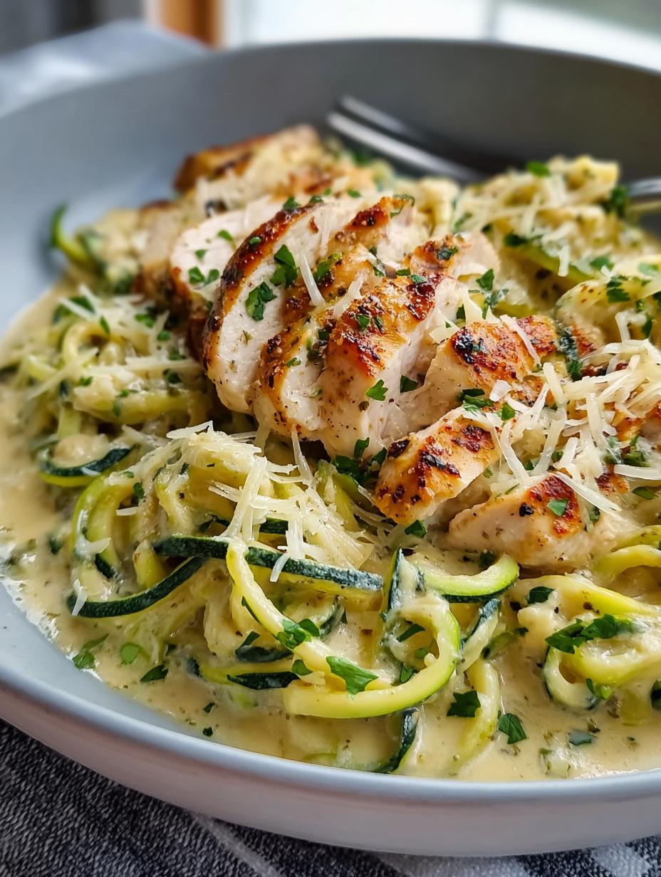 Creamy Zucchini Noodle Chicken Alfredo - detail 1