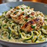 Creamy Zucchini Noodle Chicken Alfredo