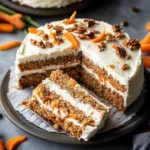 Flourless Cottage Cheese Carrot Cake slice with yogurt glaze