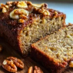 gluten-free banana bread sliced fresh on a wooden board