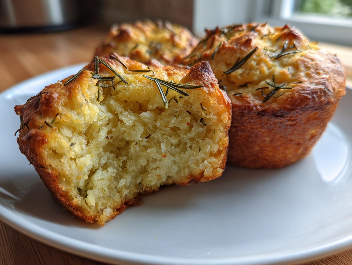 Golden Crust Garlic Rosemary Focaccia Muffins