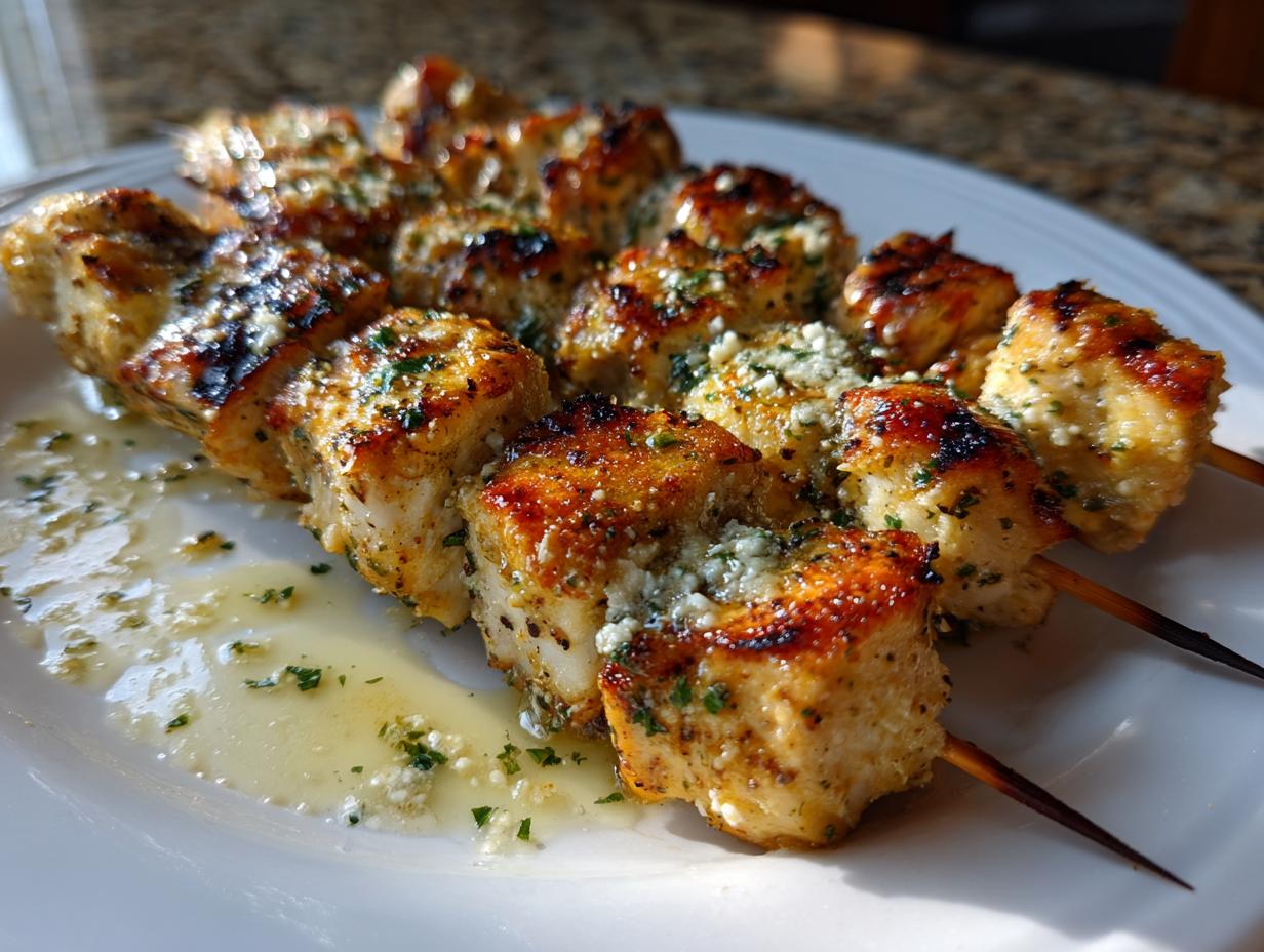 Ranch Garlic Parmesan Chicken Skewers