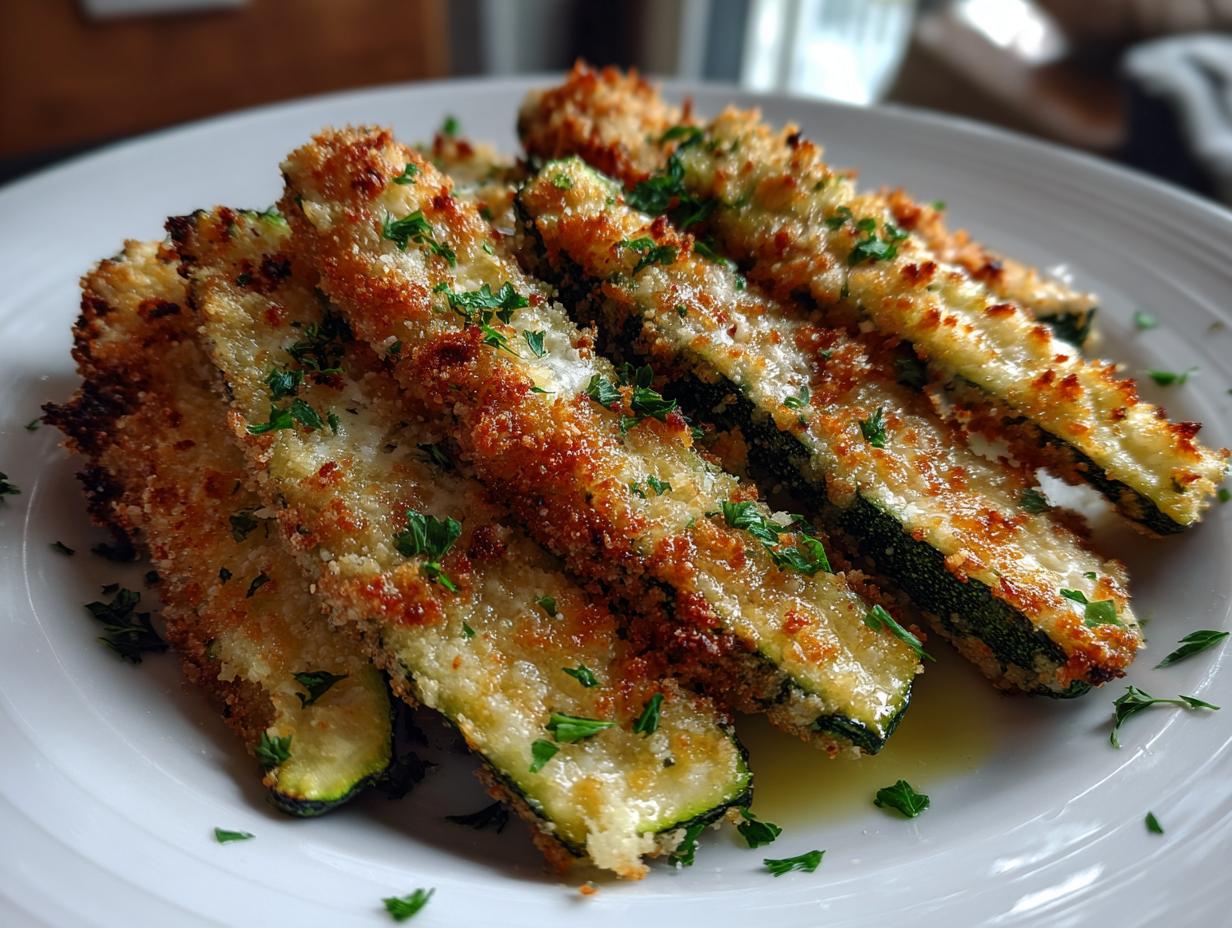 Roasted Zucchini with Parmesan Cheese and Bread Crumbs
