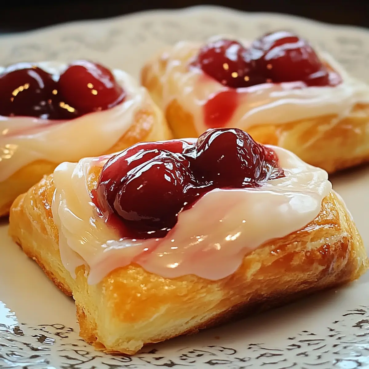 Shortcut Cherry Danish close-up with cherry filling and golden crust