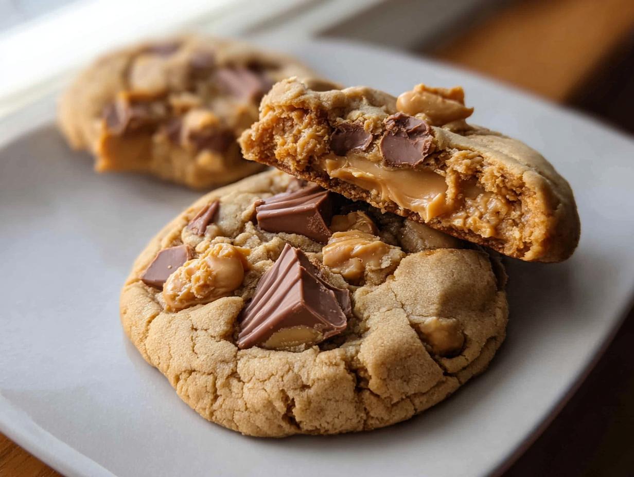 THICK CRUMBL PEANUT BUTTER REESE’S COOKIES